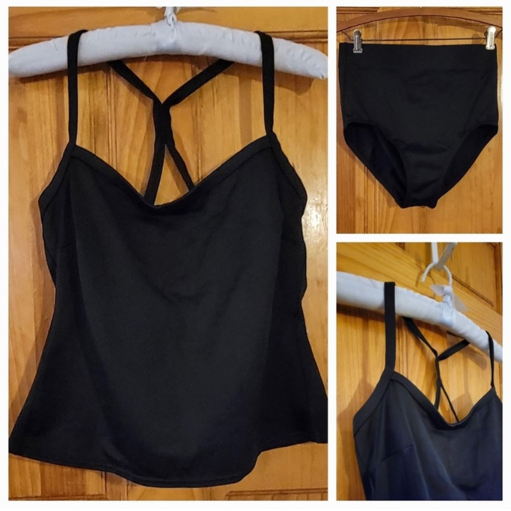 Lands' End Black Tankini 2 piece Swimsuit
